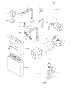 Outboard DF 90 drawing PTT Switch Engine Control Unit (2004 to 2008)