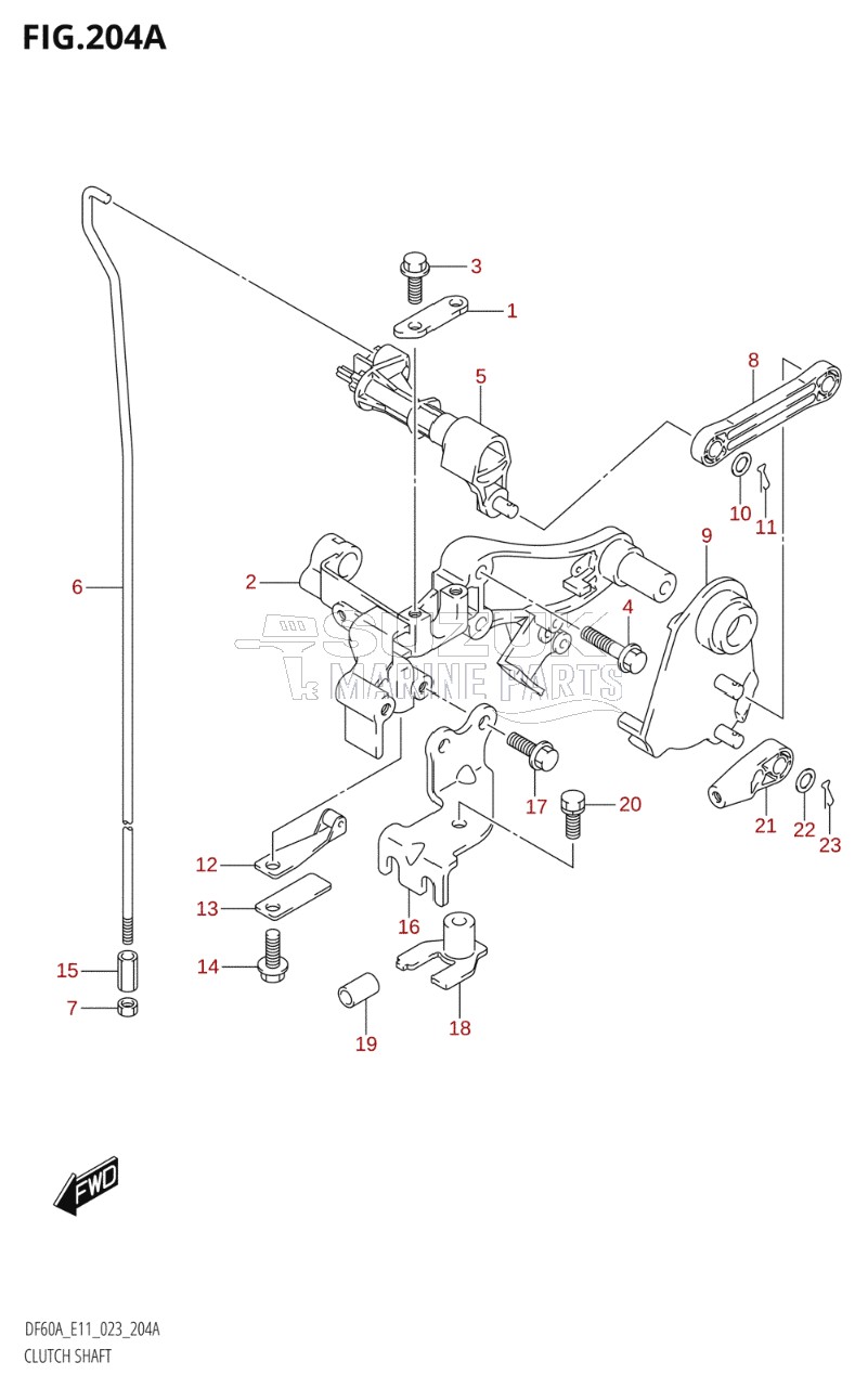 CLUTCH SHAFT ((DF40A,DF40AQH,DF40ATH,DF50A,DF50ATH,DF60A,DF60ATH):E01,(DF40A,DF50A,DF60A):E11)