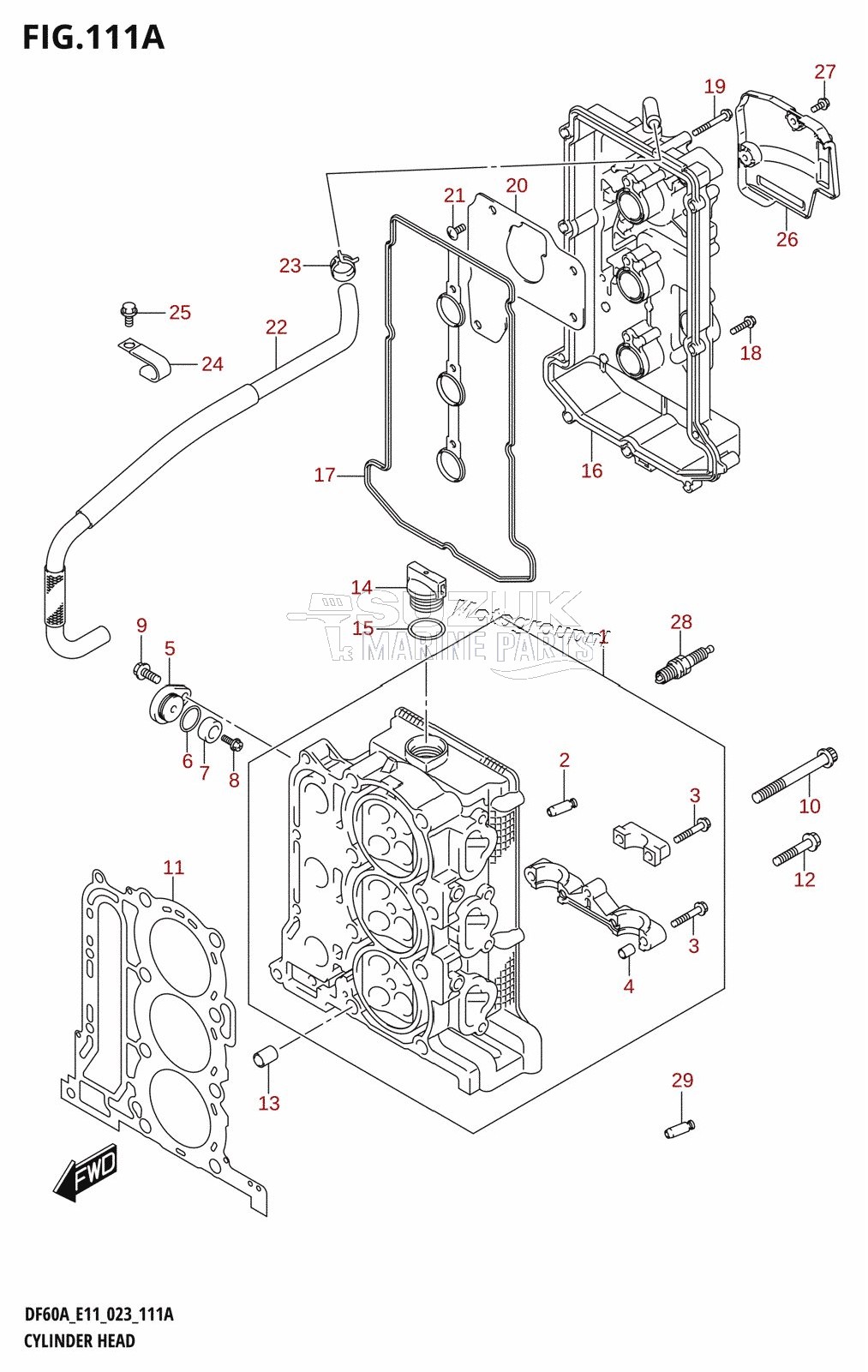 CYLINDER HEAD ((020,021):(DF40A,DF40AQH,DF40ATH,DF50A,DF50ATH,DF50AVT,DF50AVTH))