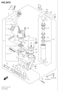 25003F-340001 (2023) 250hp E11 E40-Gen. Export 1-and 2 (DF250T) DF250 drawing TRIM CYLINDER (X-TRANSOM,XX-TRANSOM)