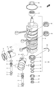 DT225 From 22501-131001 ()  1991 drawing CRANKSHAFT (DT200EPI /​ 225 /​ 150EPI)(*)