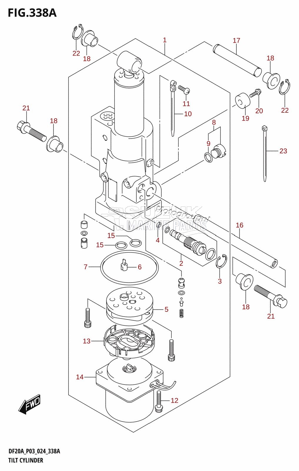 TILT CYLINDER (DF9.9BT,DF9.9BTH,DF15ATH,DF20AT,DF20ATH)