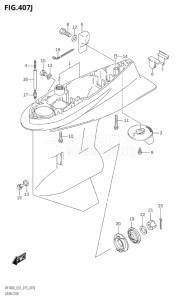 10003F-510001 (2005) 100hp E01-Gen. Export 1 (DF100AT) DF100A drawing GEAR CASE (DF140AZ:E40)