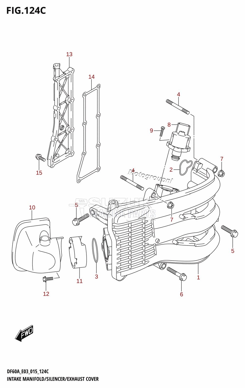 INTAKE MANIFOLD /​ SILENCER /​ EXHAUST COVER (DF60A:E03)