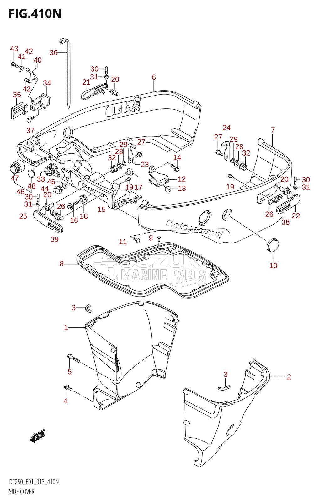 SIDE COVER (DF200T:E01:L-TRANSOM)