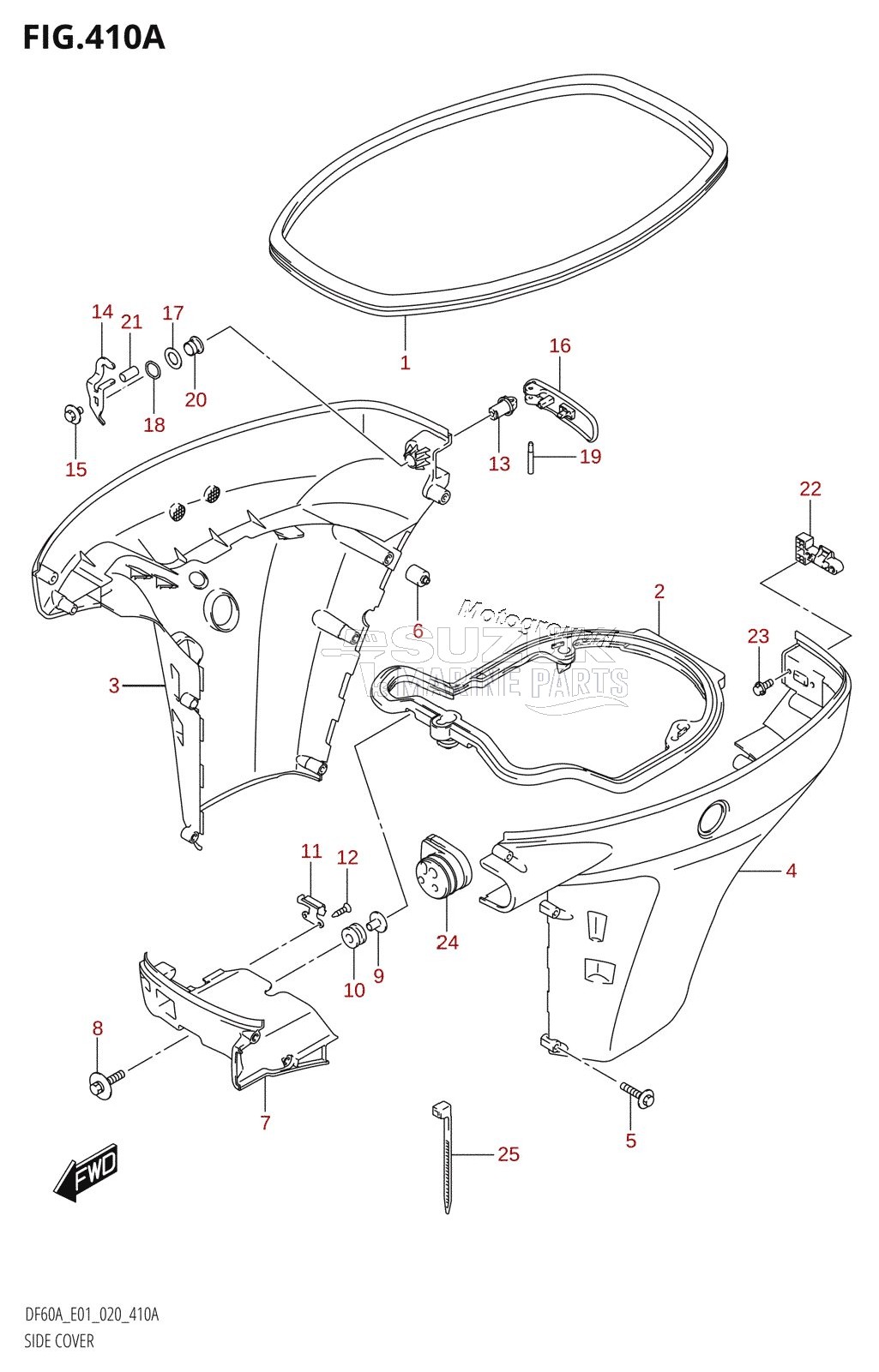 SIDE COVER (DF40A:E01,DF40AST:E34,DF50A:E01)