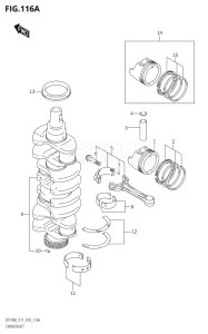 10003F-810001 (2018) 100hp E11-Gen. Export 2 (DF100AT) DF100A drawing CRANKSHAFT