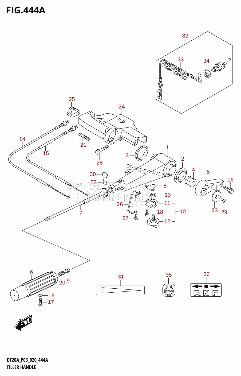 TILLER HANDLE (DF9.9B,DF9.9BTH,DF15A,DF15ATH,DF20A,DF20ATH)