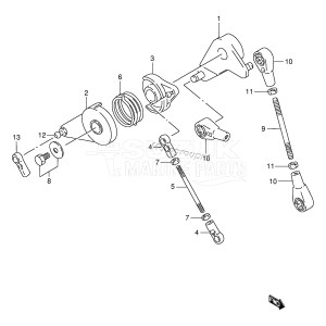 DT225 From 22501-651001 ()  1996 drawing THROTTLE LINK (DT200G,COUNTER ROTATION)