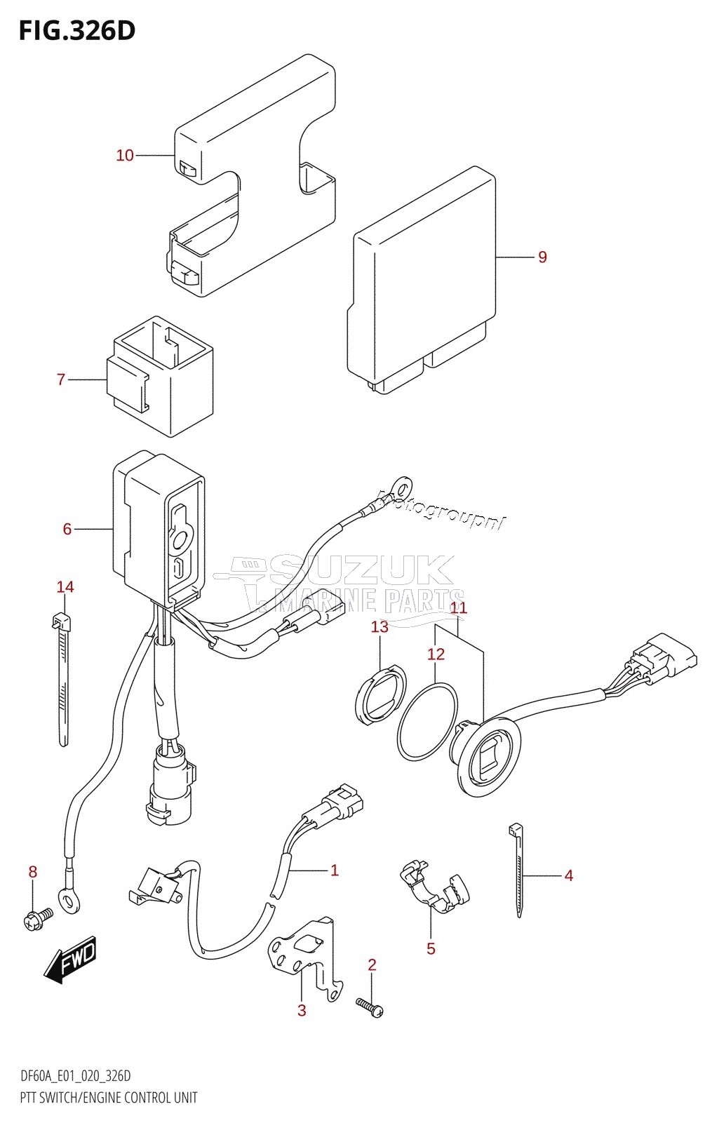 PTT SWITCH /​ ENGINE CONTROL UNIT (DF50A:E01,DF50ATH:E01)