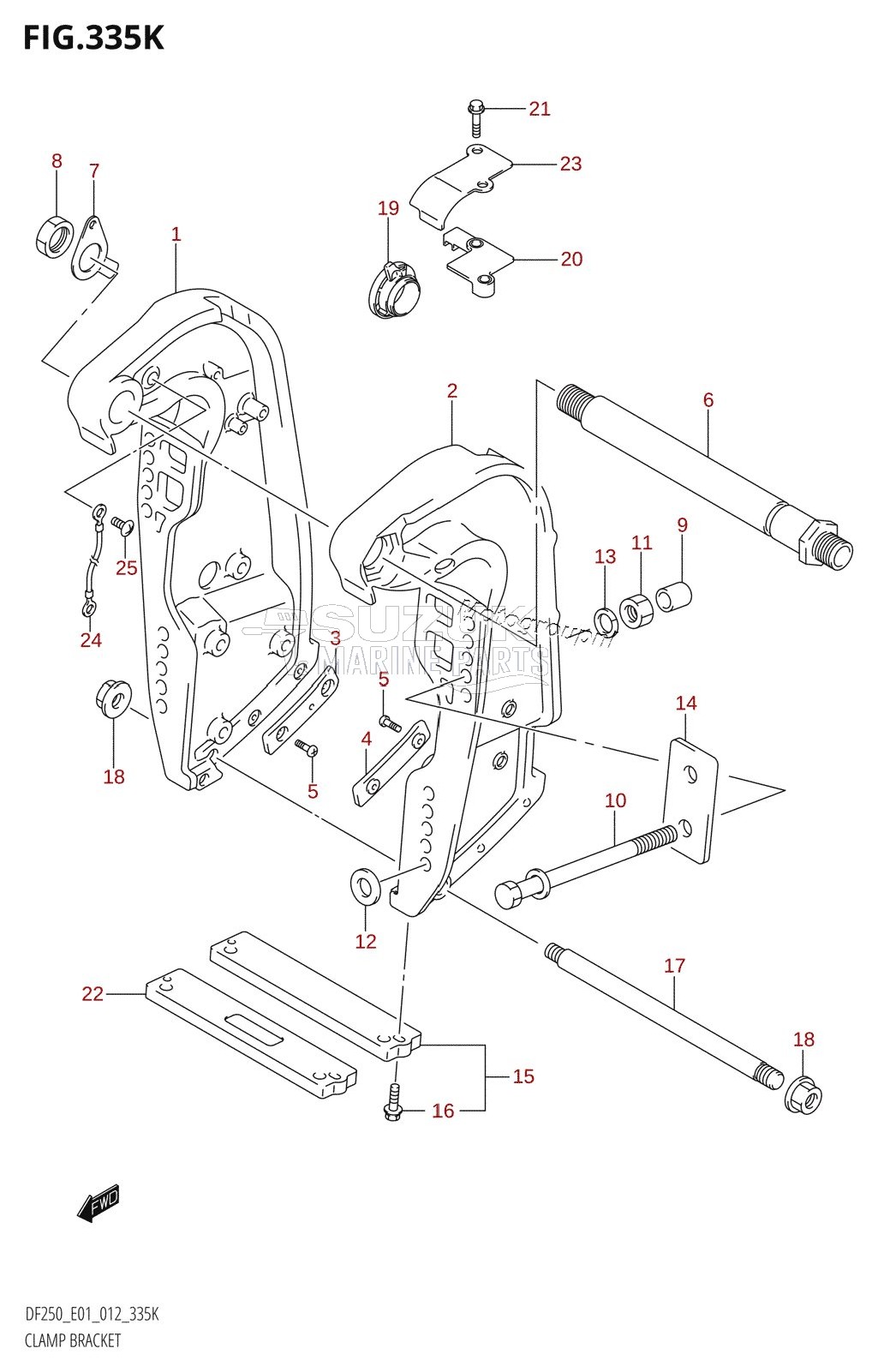 CLAMP BRACKET (DF250T:E40:(X-TRANSOM,XX-TRANSOM))