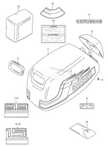 DT15 From 01501K-651001 ()  1996 drawing ENGINE COVER (DT9.9(K) /​ 15(K) MODEL:97~00)