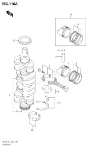 11503F-140001 (2021) 115hp E11 E40-Gen. Export 1-and 2 (DF115AT) DF115A drawing CRANKSHAFT