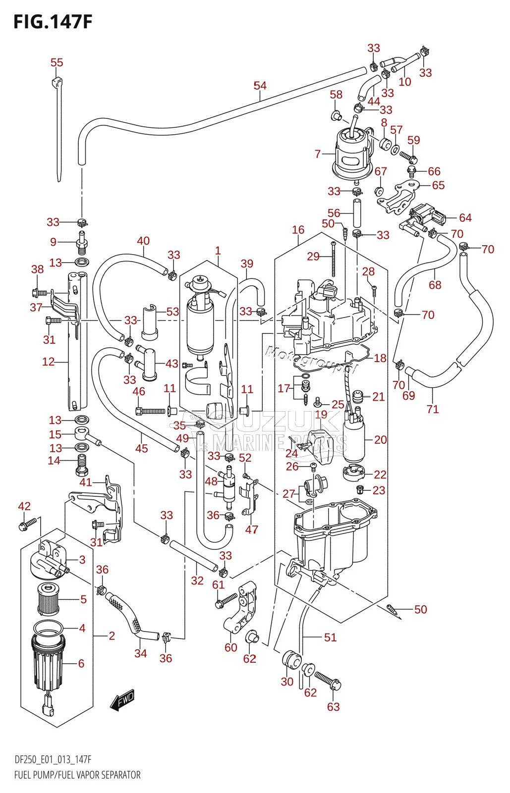 FUEL PUMP /​ FUEL VAPOR SEPARATOR (DF225T:E40)