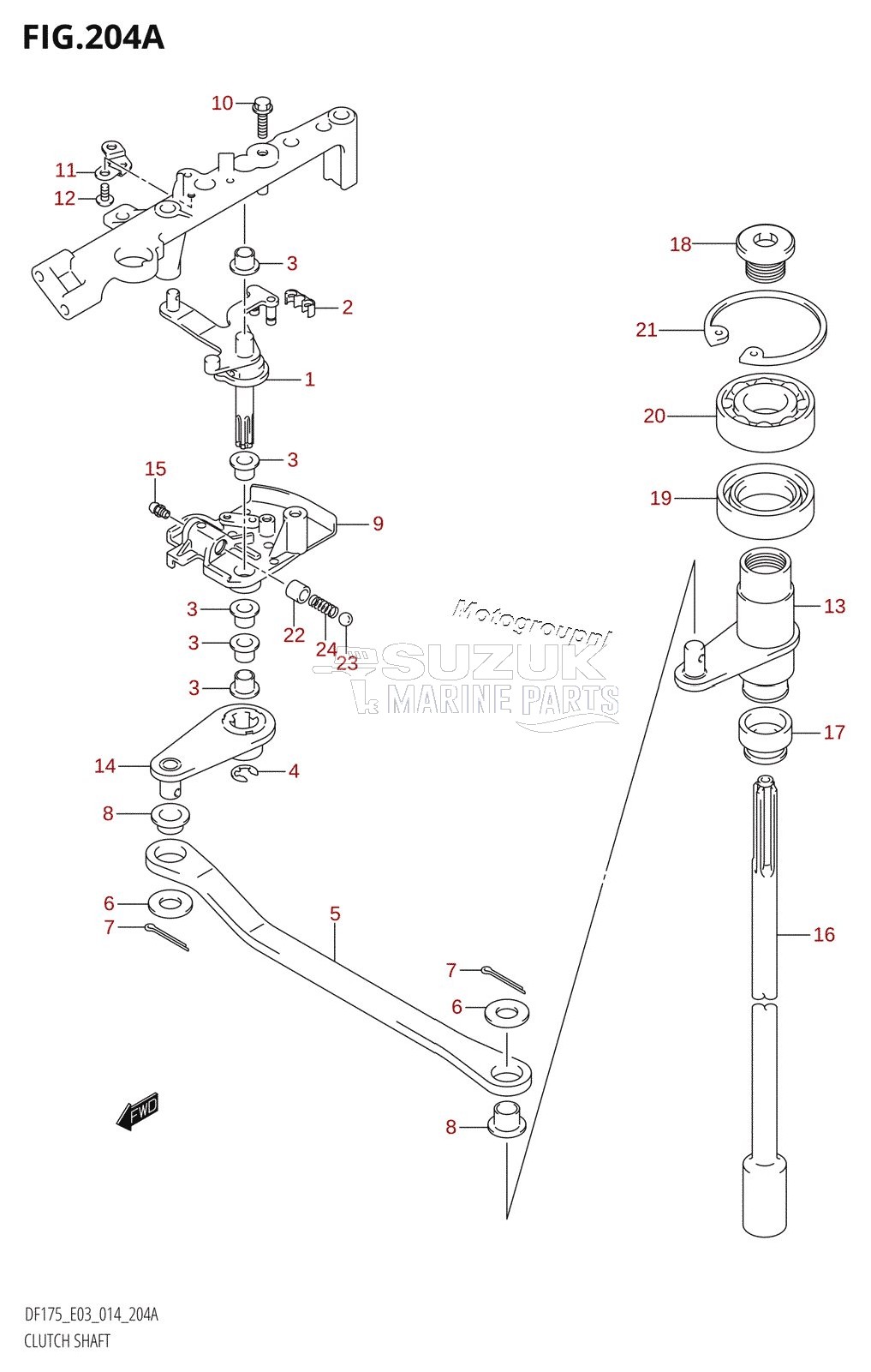 CLUTCH SHAFT (DF150T:E03)