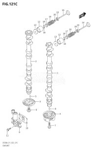 20003F-040001 (2020) 200hp E01 E03 E40-Gen. Export 1 - USA (DF200AT) DF200A drawing CAMSHAFT ((DF175AT,DF175AZ):(020,021))