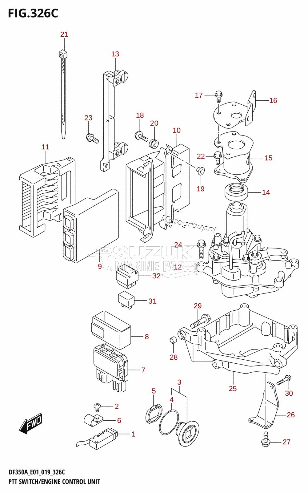 PTT SWITCH /​ ENGINE CONTROL UNIT (DF325A:E40)