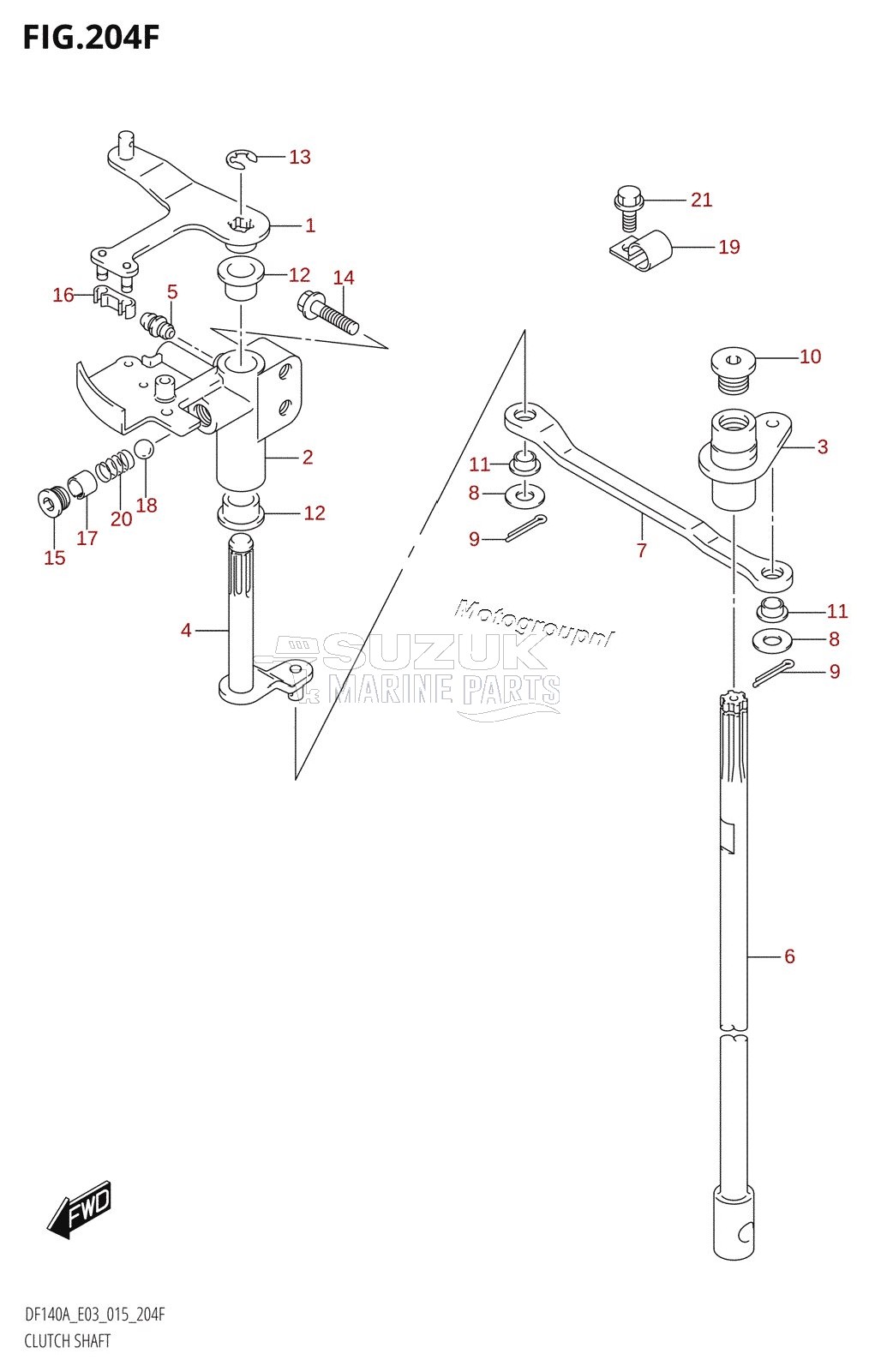 CLUTCH SHAFT (DF115AST:E03)