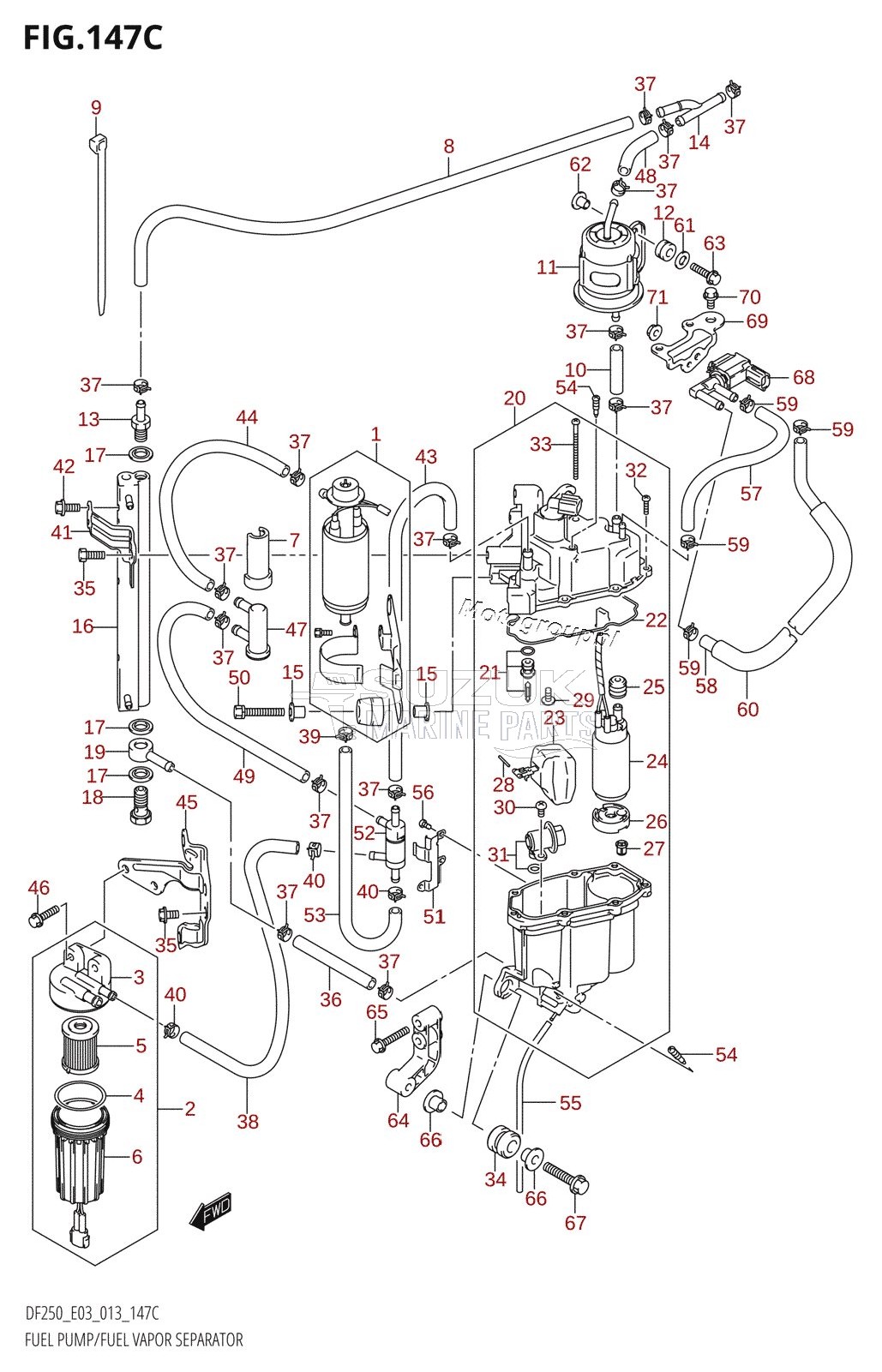 FUEL PUMP /​ FUEL VAPOR SEPARATOR (DF225T:E03)