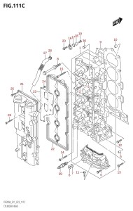 DF200A From 20003F-340001 (E11 E40)  2023 drawing CYLINDER HEAD ((DF150AT,DF150AZ):(020,021,022),DF150AS:022)