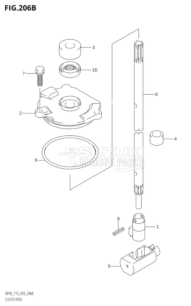 CLUTCH ROD ((DF90T,DF115T):(K6,K7,K8,K9,K10,011),DF100T)