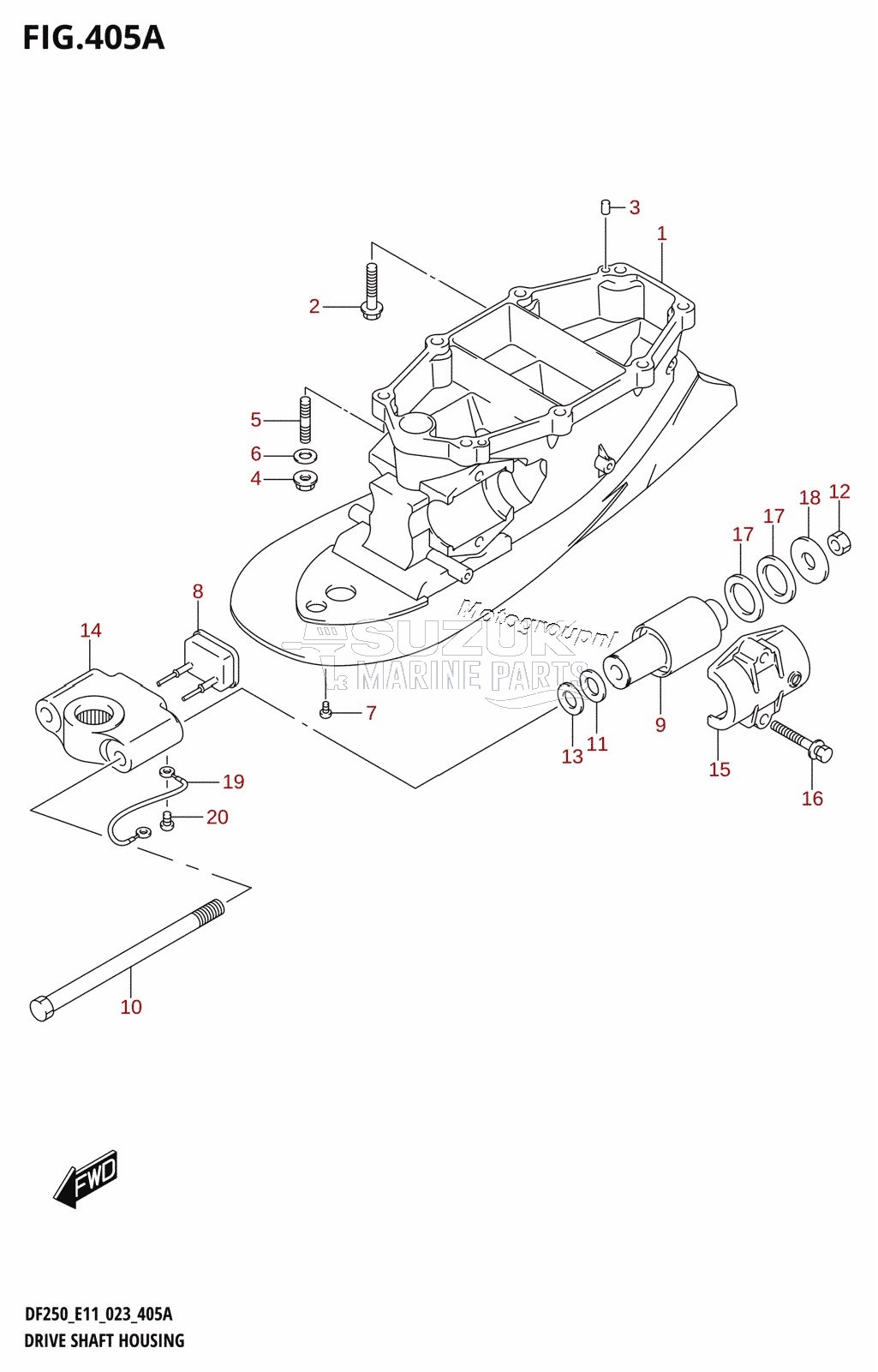 DRIVE SHAFT HOUSING (DF200T:L-TRANSOM)