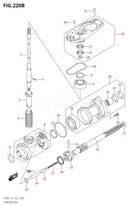 04003F-340001 (2023) 40hp E01 E11-Gen. Export 1-and 2 (DF40A  DF40AQH  DF40AT  DF40ATH) DF40A drawing TRANSMISSION ((DF40A,DF50A,DF60A):E03)