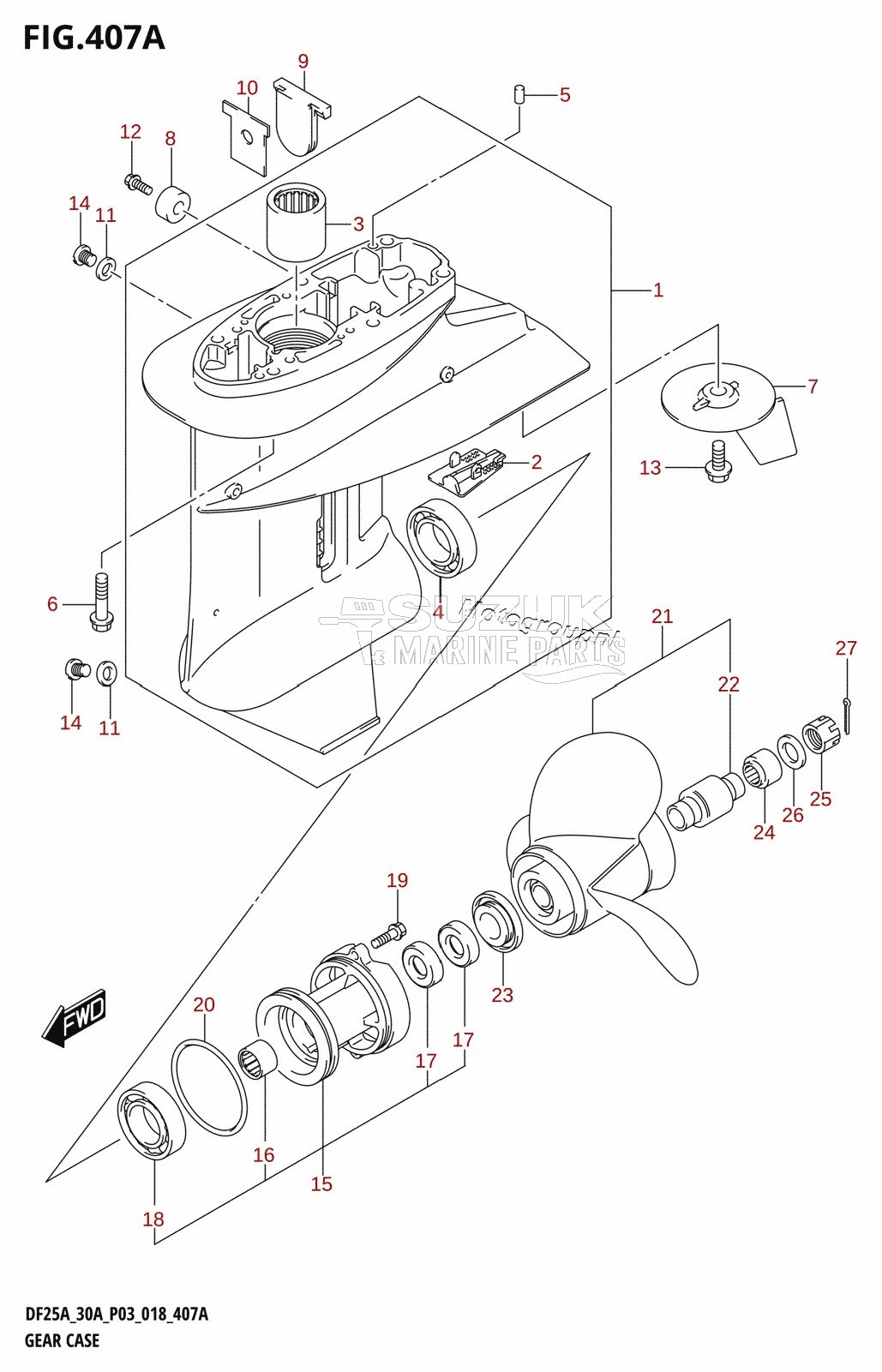 GEAR CASE (DF25A,DF25AQ)