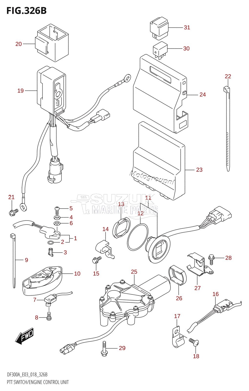 PTT SWITCH /​ ENGINE CONTROL UNIT (DF250A)