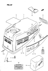 DT9.9C From 00994-581001 ()  1995 drawing ENGINE COVER (DT9.9C|MODEL:89~93)