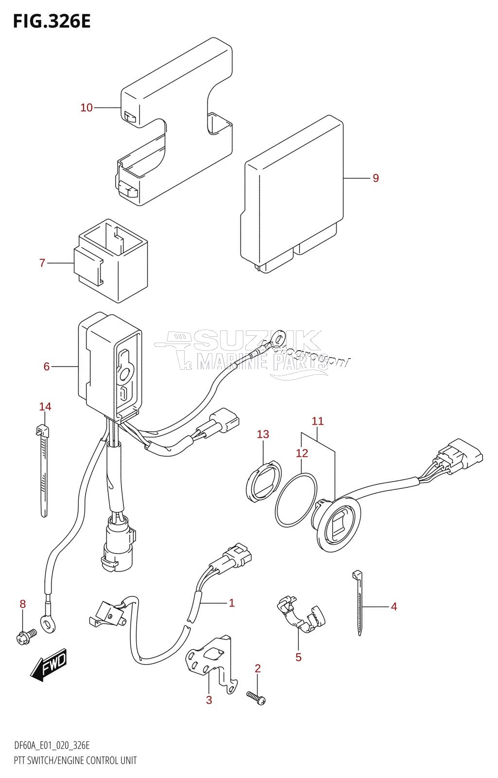 PTT SWITCH /​ ENGINE CONTROL UNIT (DF60A:E01,DF60ATH:E01)