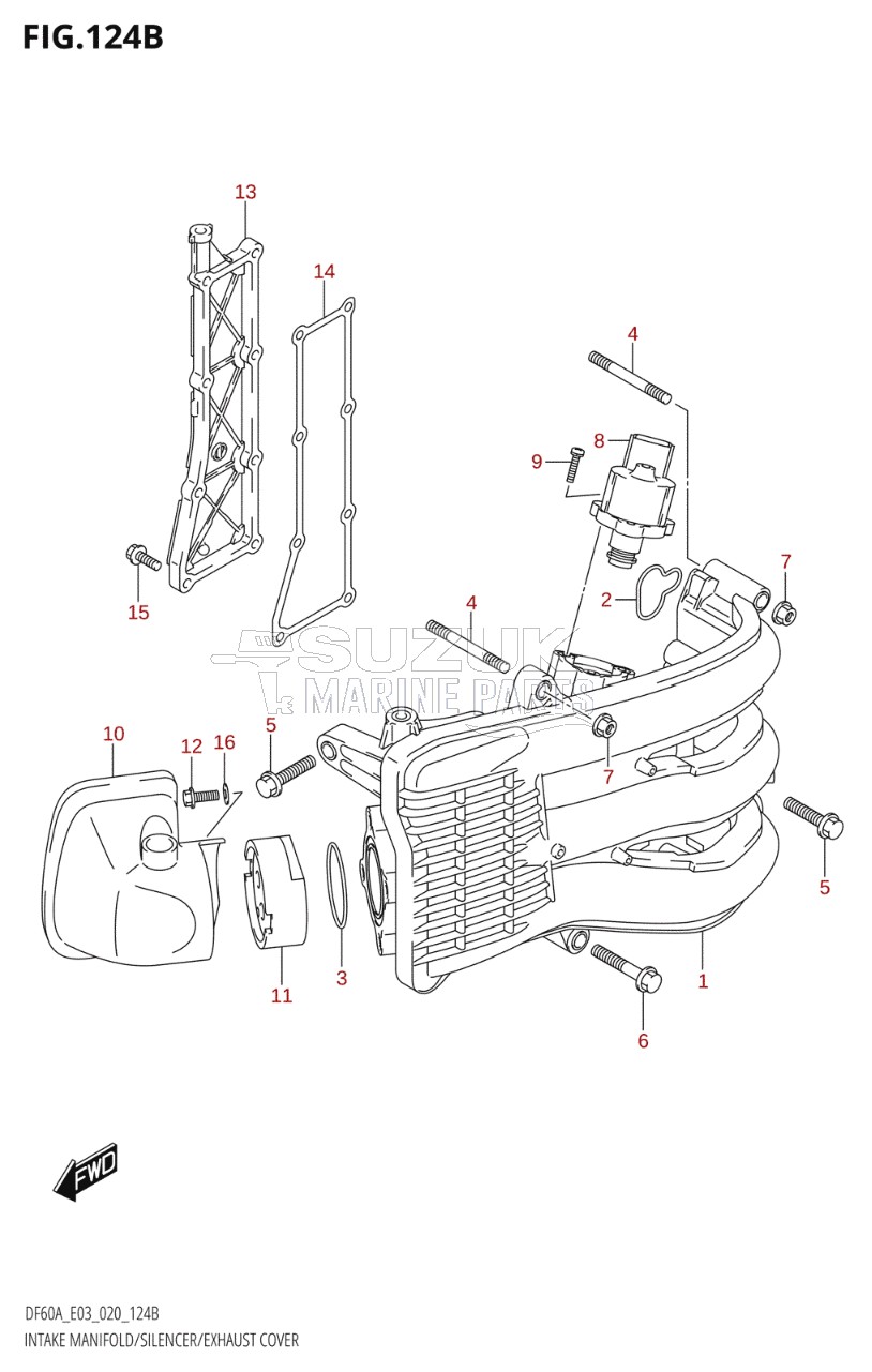 INTAKE MANIFOLD / SILENCER / EXHAUST COVER (DF50A,DF50AVT)