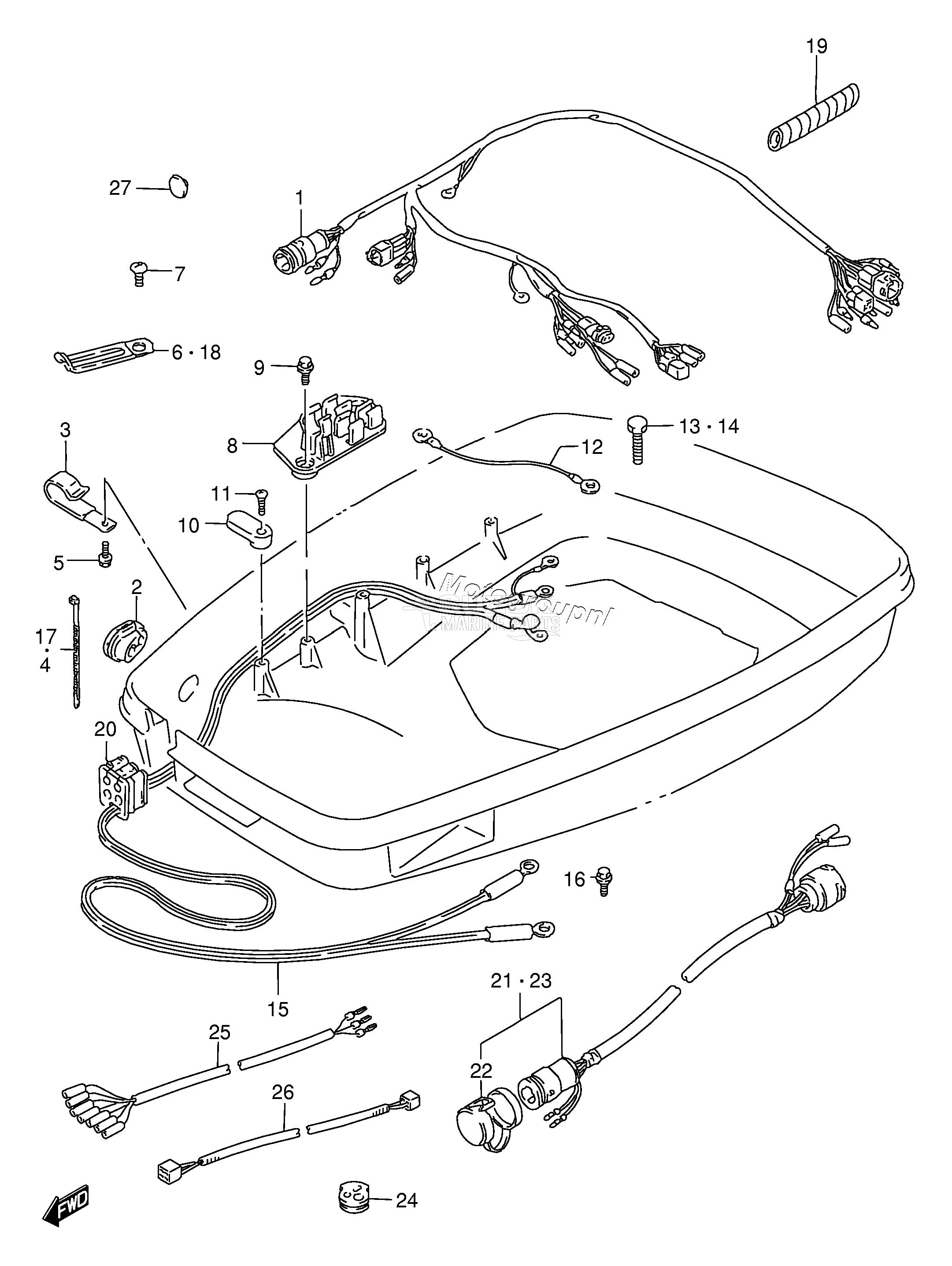 HARNESS (MODEL:89~00)(DT150 /​ 175 /​ 200 /​ 200T)(*)