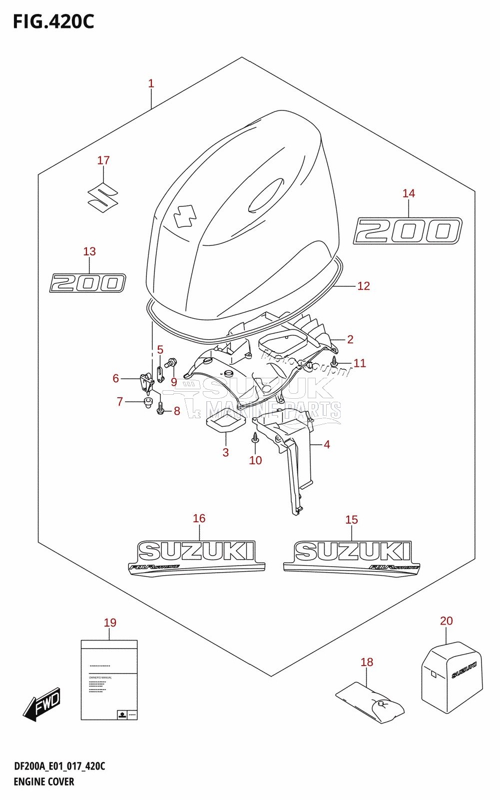 ENGINE COVER (DF200AT:E40)