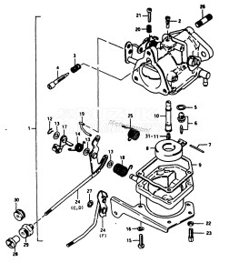 DT16 From C-10001 ()  1982 drawing CARBURETOR (DT25,DT28)