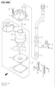 11502Z-010001 (2010) 115hp E01-Gen. Export 1 (DF115ZK10) DF115Z drawing WATER PUMP (DF90T:(K6,K7,K8),(DF115T,DF115WT):(K6,K7,K8,K9,K10,011),DF100T,DF115WZ,DF115Z)