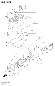 02002F-040001 (2020) 20hp E01 P01 P40-Gen. Export 1 (DF20A   DF20A    DF20AR   DF20AR    DF20AT   DF20AT    DF20ATH   DF20ATH) DF20A drawing GEAR CASE (DF20A:P40:4 BLADE)