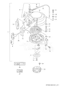 DT25AC From 02506-011001 ()  1990 drawing RECOIL STARTER