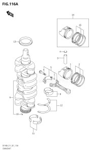 14003F-040001 (2020) 140hp E11 E40-Gen. Export 1-and 2 (DF140AT  DF140AT) DF140A drawing CRANKSHAFT