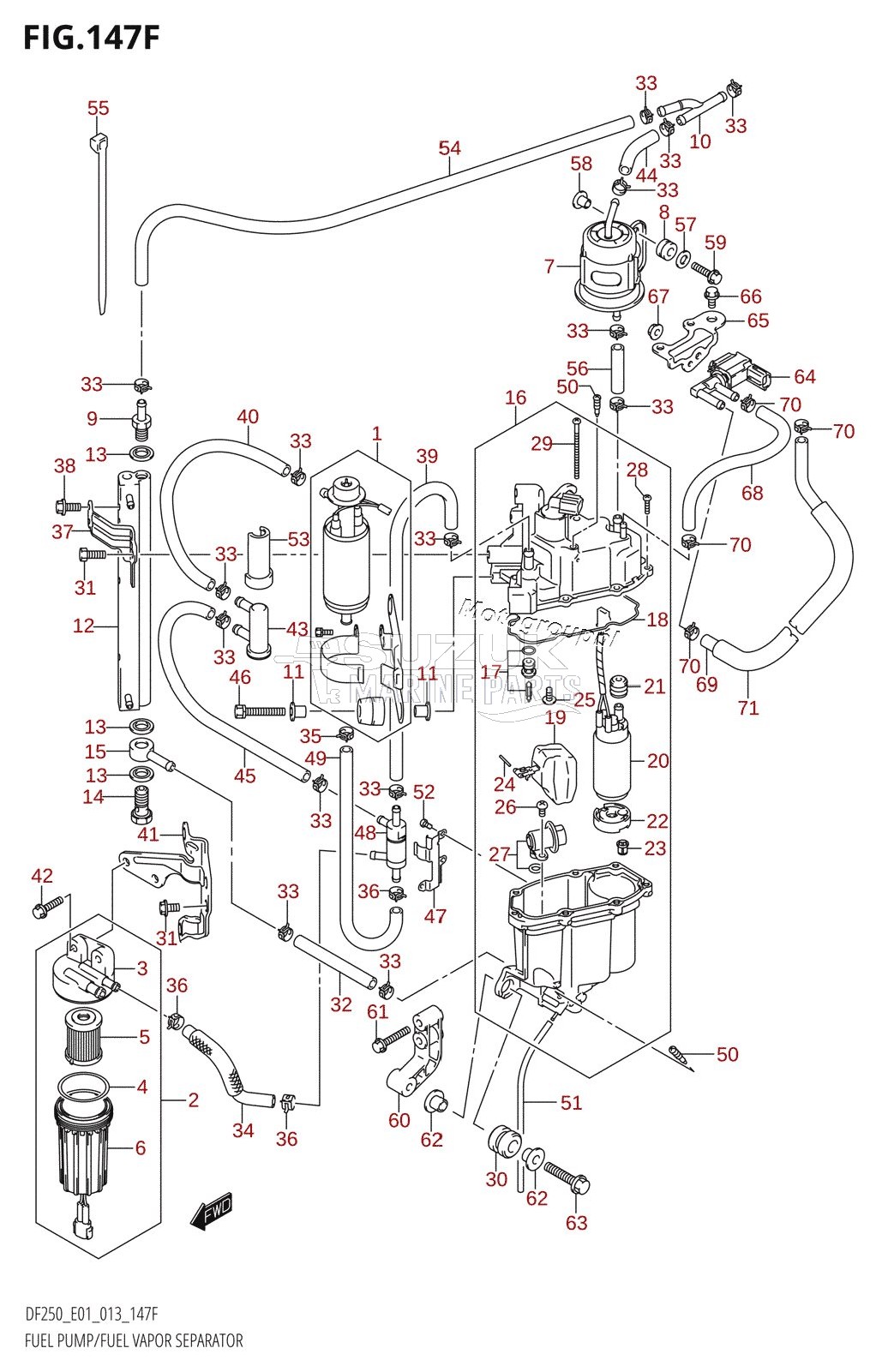 FUEL PUMP /​ FUEL VAPOR SEPARATOR (DF225T:E40)