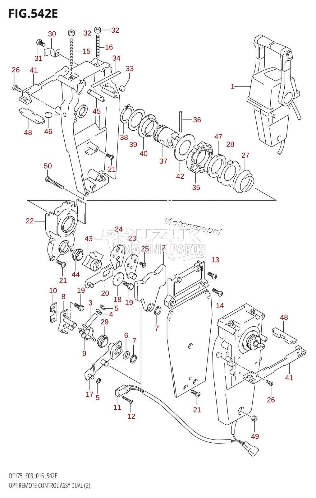 OPT:REMOTE CONTROL ASSY DUAL (2) (DF150ST:E03)