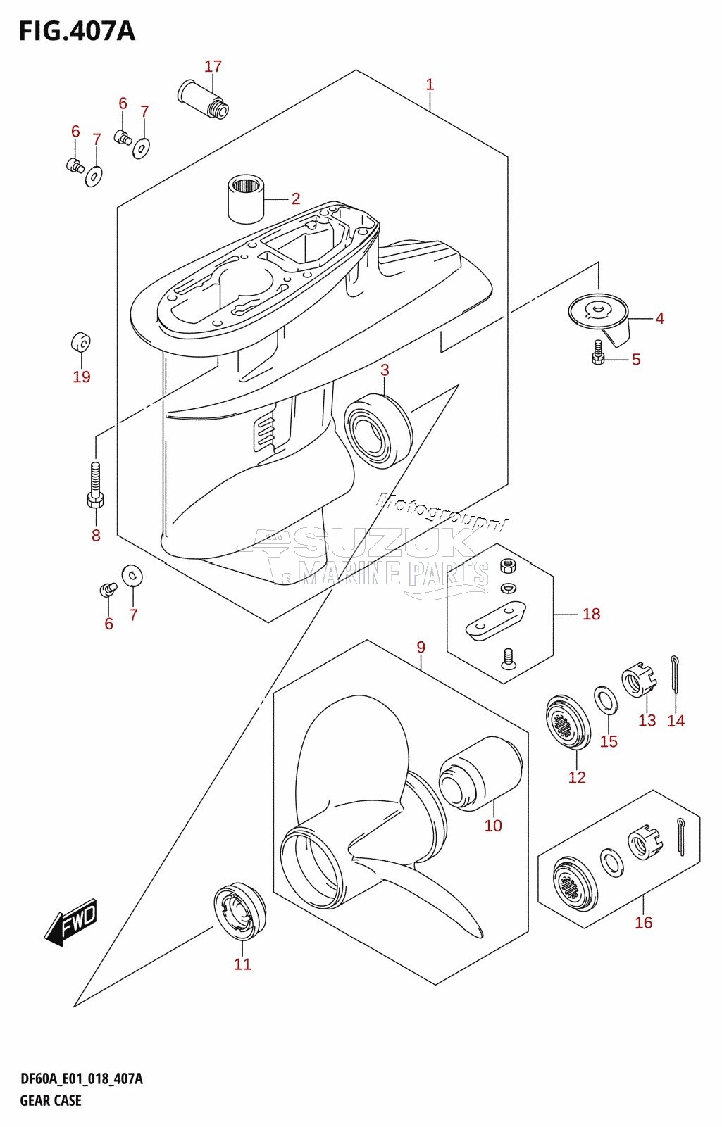 GEAR CASE (DF40A:E01,DF40AST:E34,DF50A:E01)