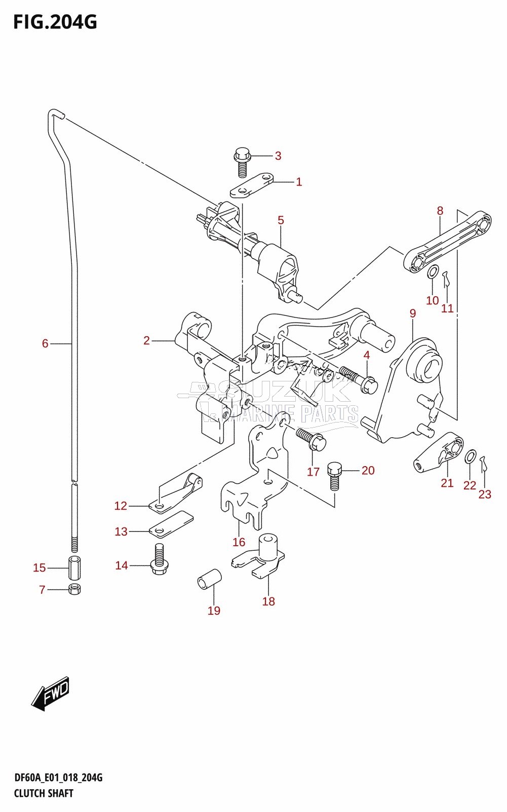 CLUTCH SHAFT (DF60AVT:E01,DF60AVT:E40,DF60AVTH:E01,DF60AVTH:E40)