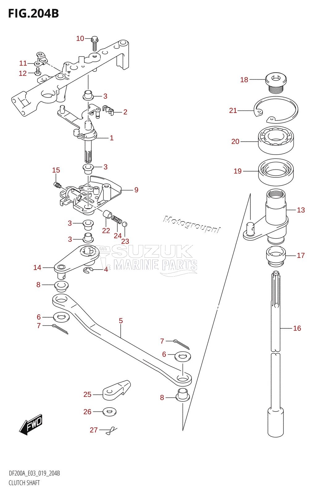 CLUTCH SHAFT (DF200AZ,DF175AZ,DF150AZ)