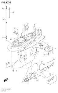 20003F-040001 (2020) 200hp E01 E03 E40-Gen. Export 1 - USA (DF200AT) DF200A drawing GEAR CASE ((DF200AZ,DF175AZ,DF150AZ):E03:020)