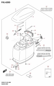 DF250Z From 25003Z-340001 (E11 E40)  2023 drawing ENGINE COVER ((DF225T,DF225Z):020)