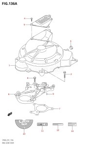 06002F-110001 (2011) 60hp E01 E40-Gen. Export 1 - Costa Rica (DF60AQH  DF60AT  DF60ATH  DF60AWQH  DF60AWT  DF60AWTH) DF60A drawing RING GEAR COVER