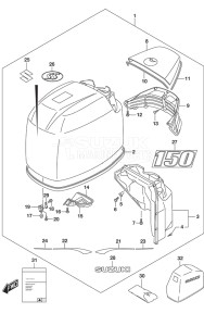 Outboard DF 150 drawing Engine Cover SS Model