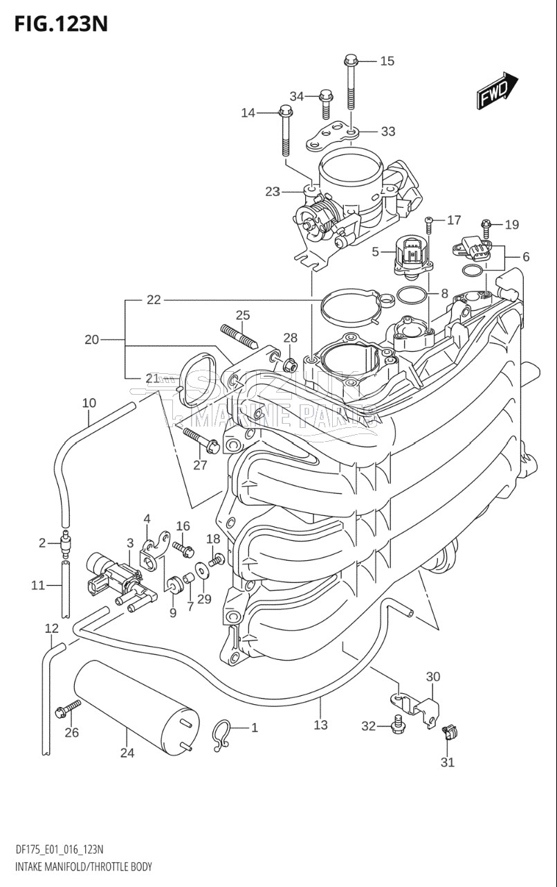 INTAKE MANIFOLD / THROTTLE BODY (DF175Z:E01)