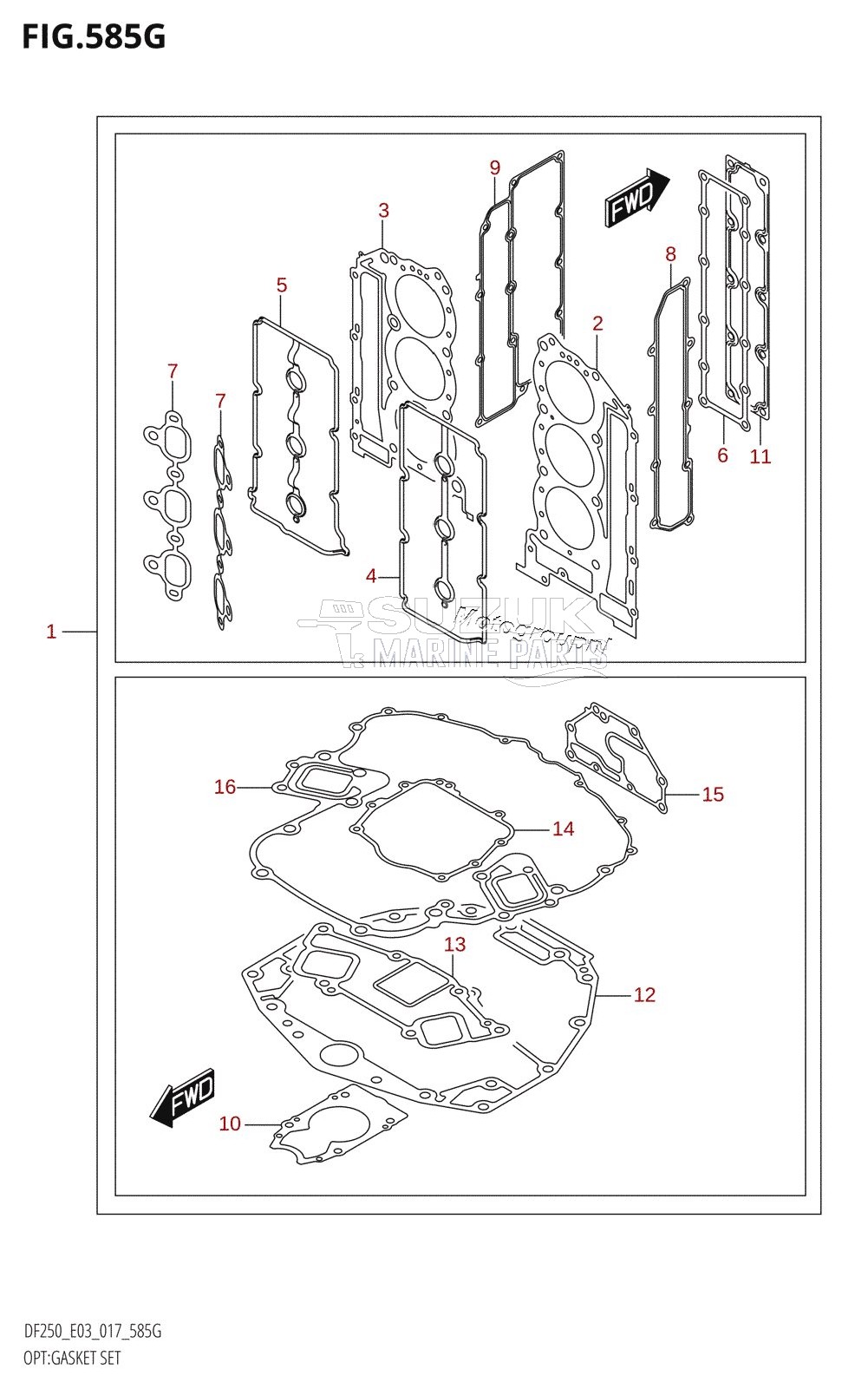 OPT:GASKET SET (DF250ST:E03)